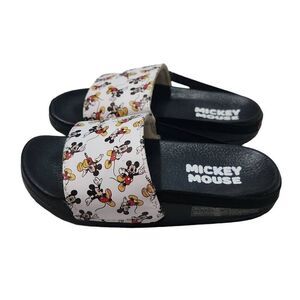Mickey Mouse Kids Size 9/10 Black White Mickey Mouse Slides